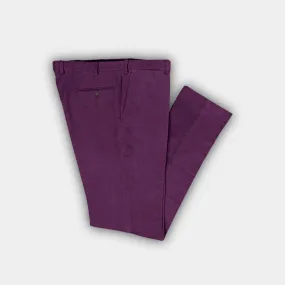 Plain Purple Stretch Cotton Trousers