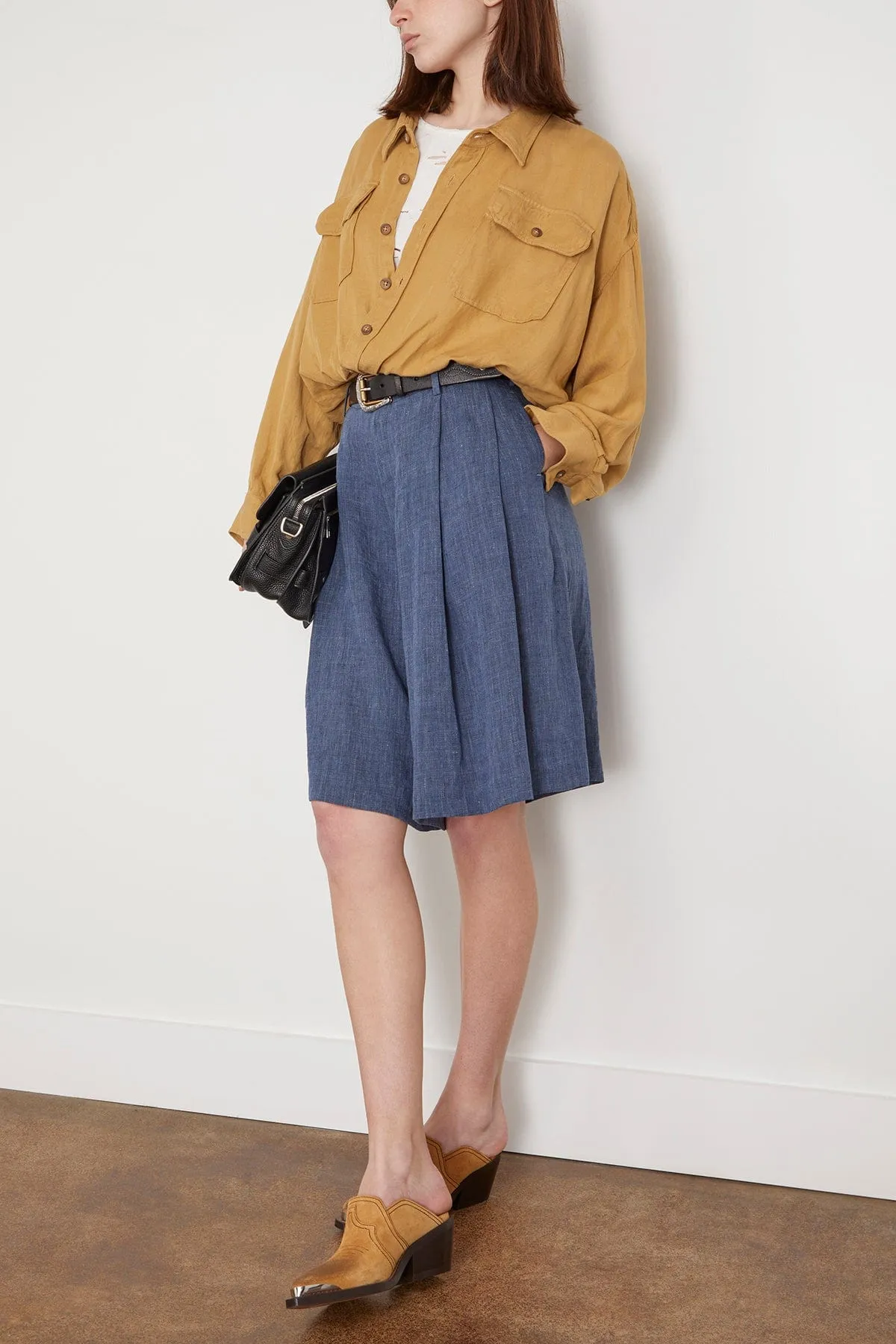 Pleated Culottes in Indigo Blue