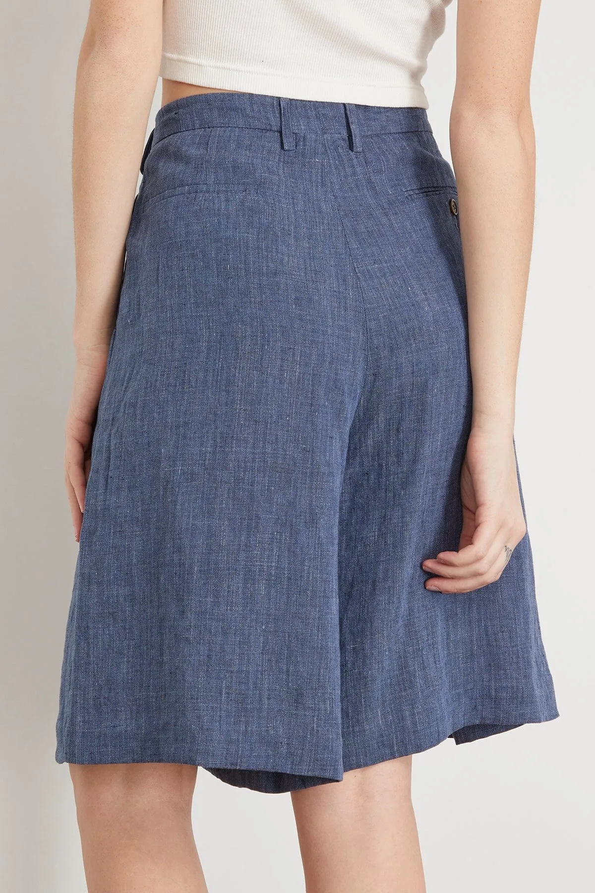 Pleated Culottes in Indigo Blue