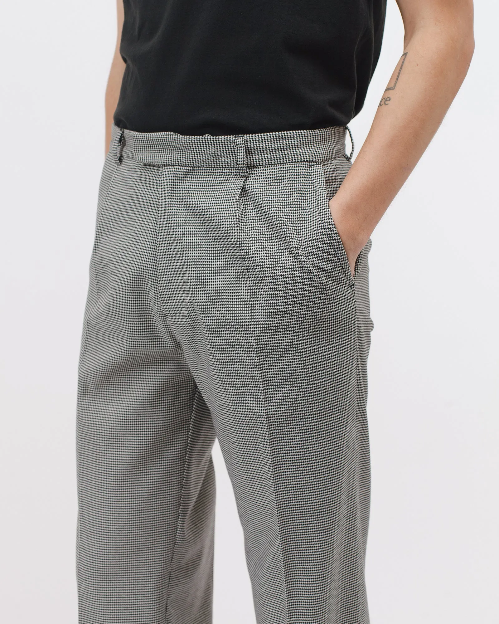 Pleated Suit Trouser - Houndstooth