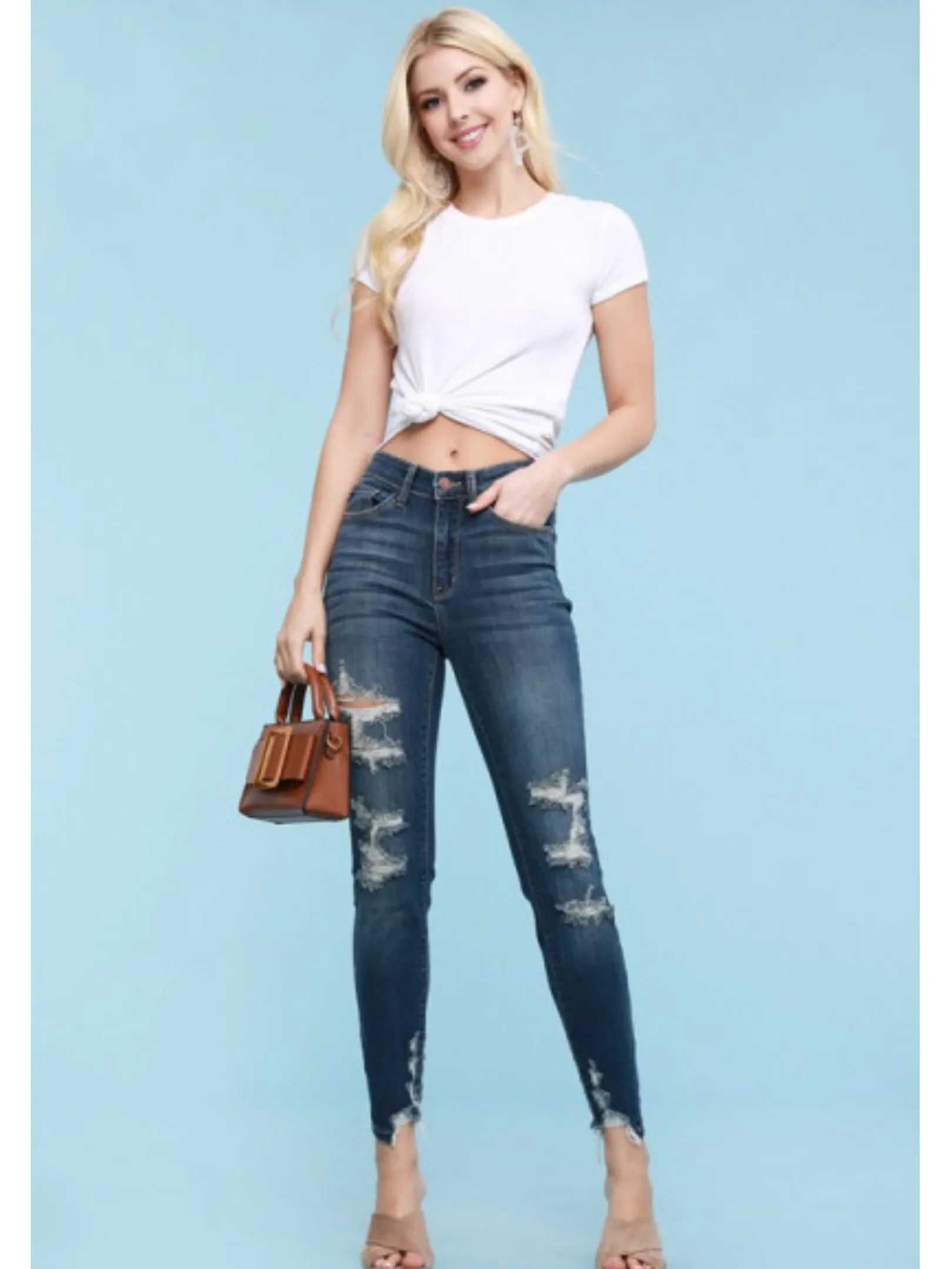 PLUS JUDY BLUE HIGH RISE CROPPED SKINNY