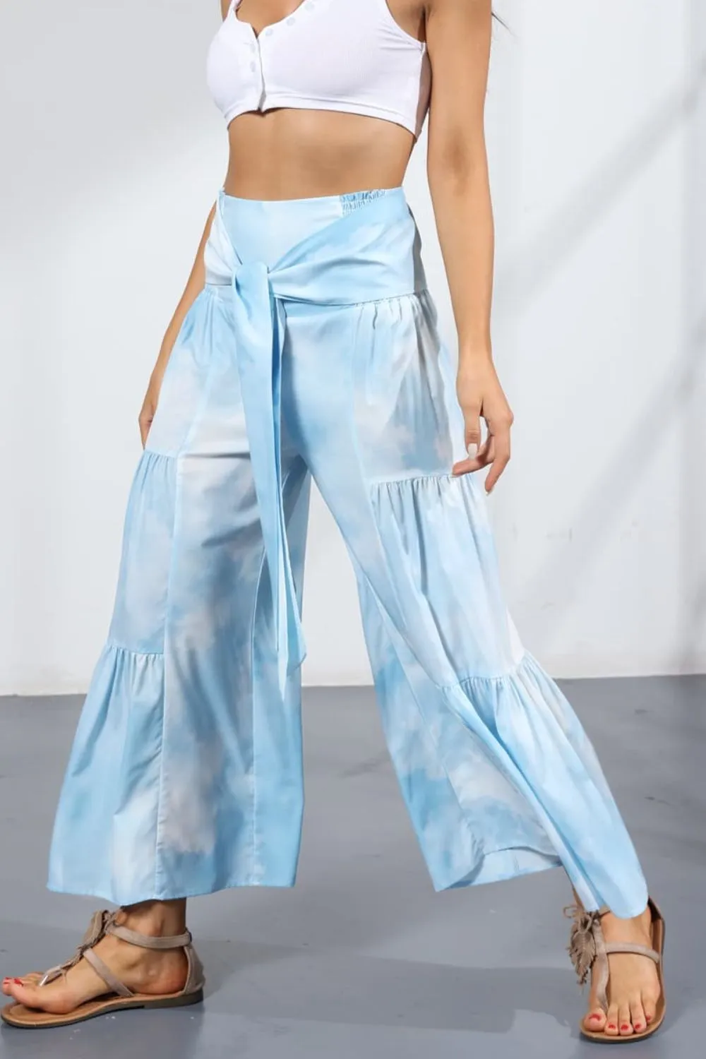 Printed Tie-Front Culottes