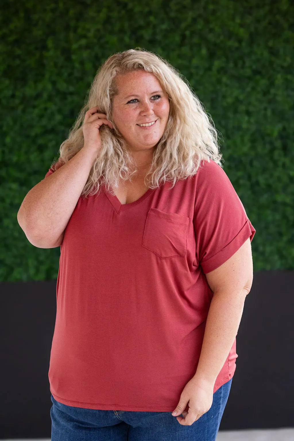 Sierra Pocket Short Sleeve Top in Terra Cotta