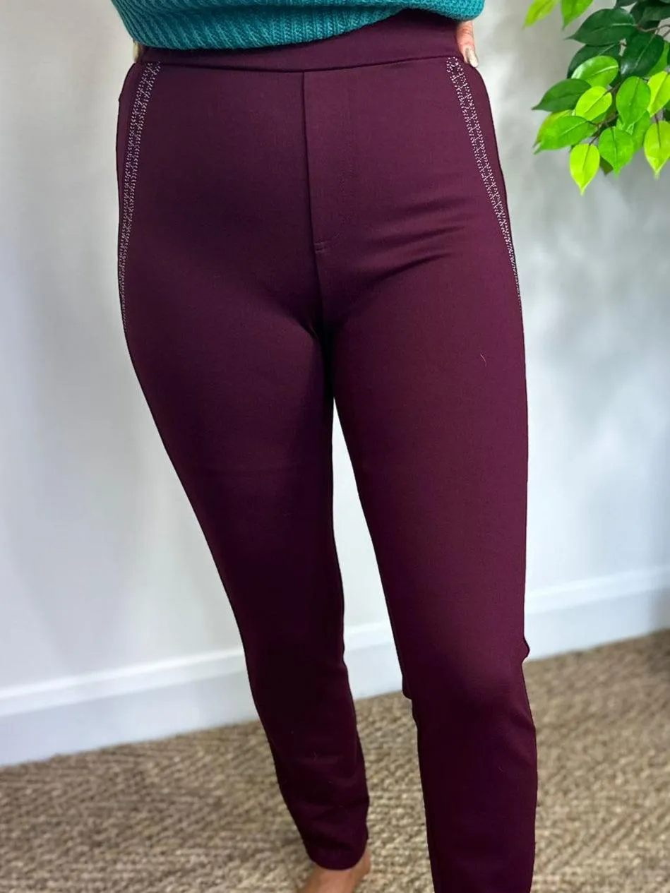 Stretch Jersey Legging-Wine