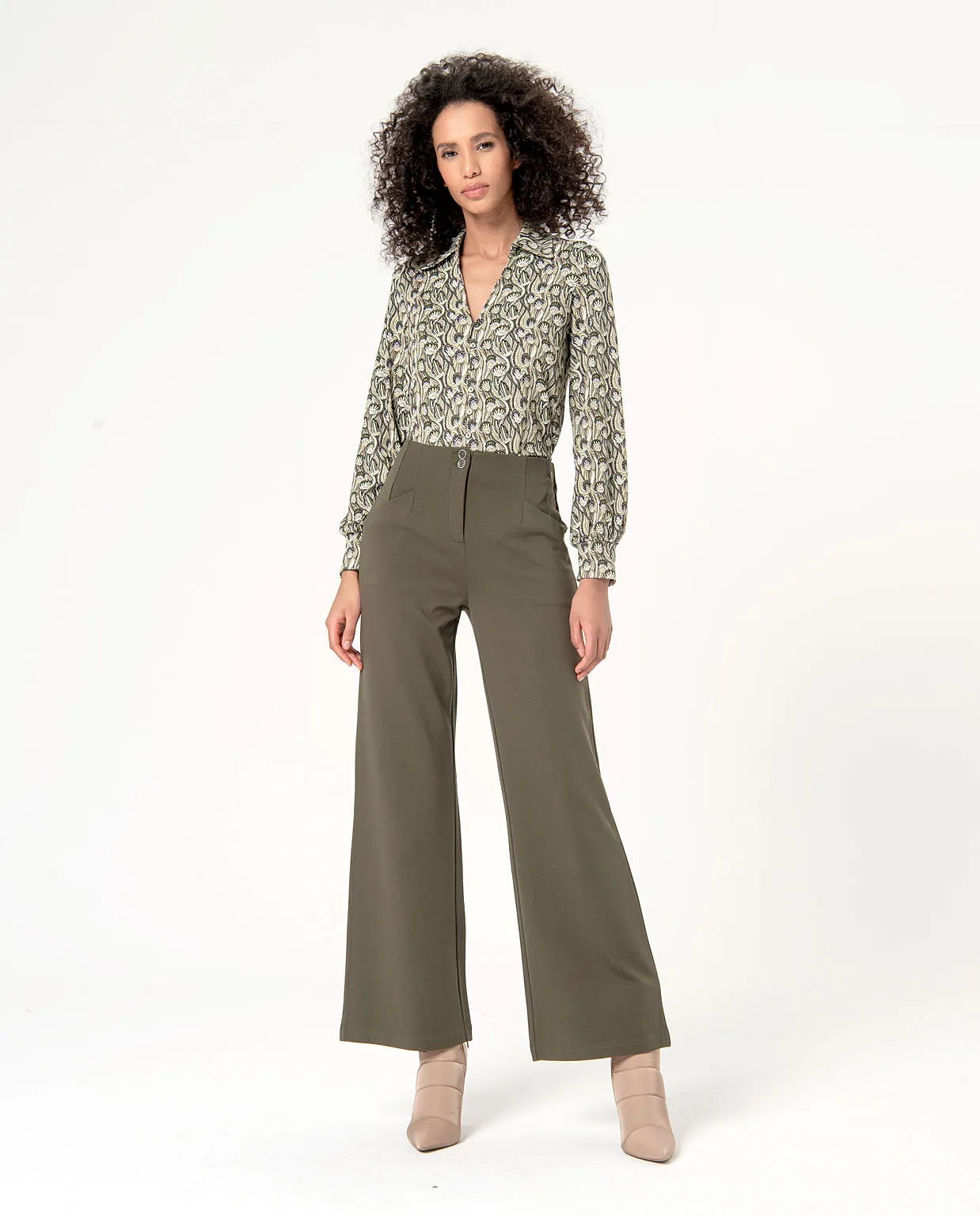 Surkana straight trousers high waisted khaki