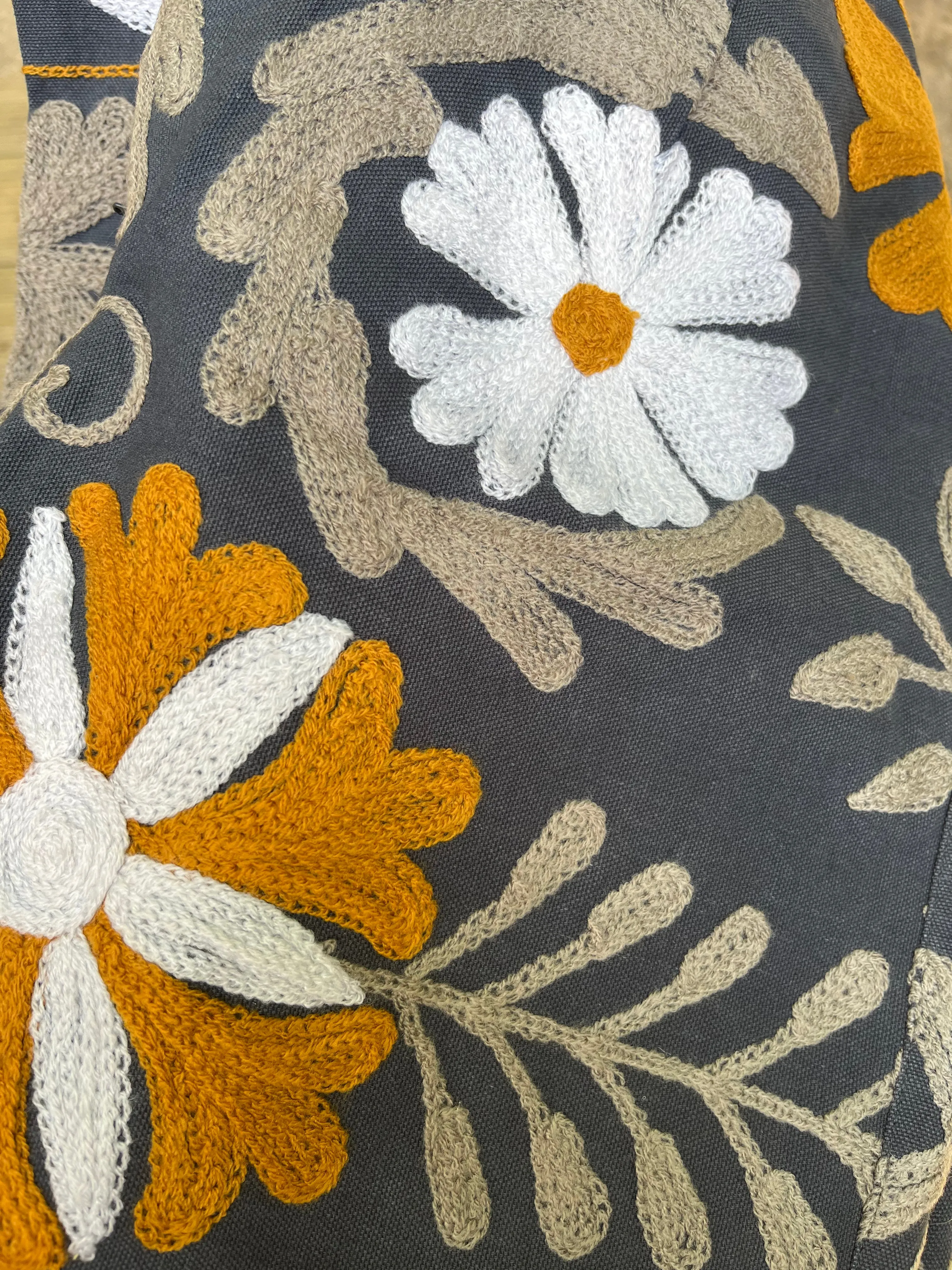 Suzani Embroidered Cotton Flares