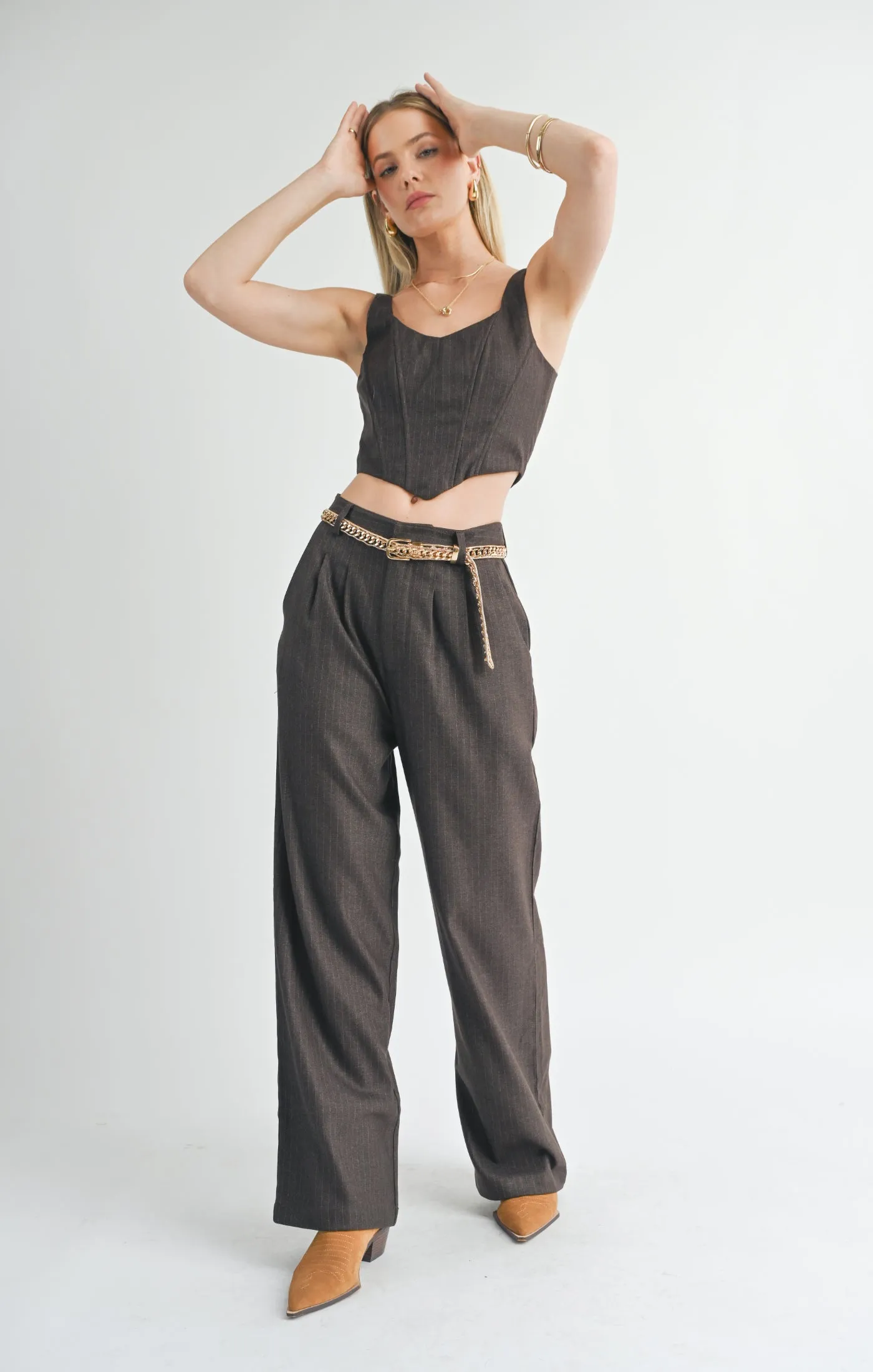 Trust Me Pleated Trouser | Dark Brown