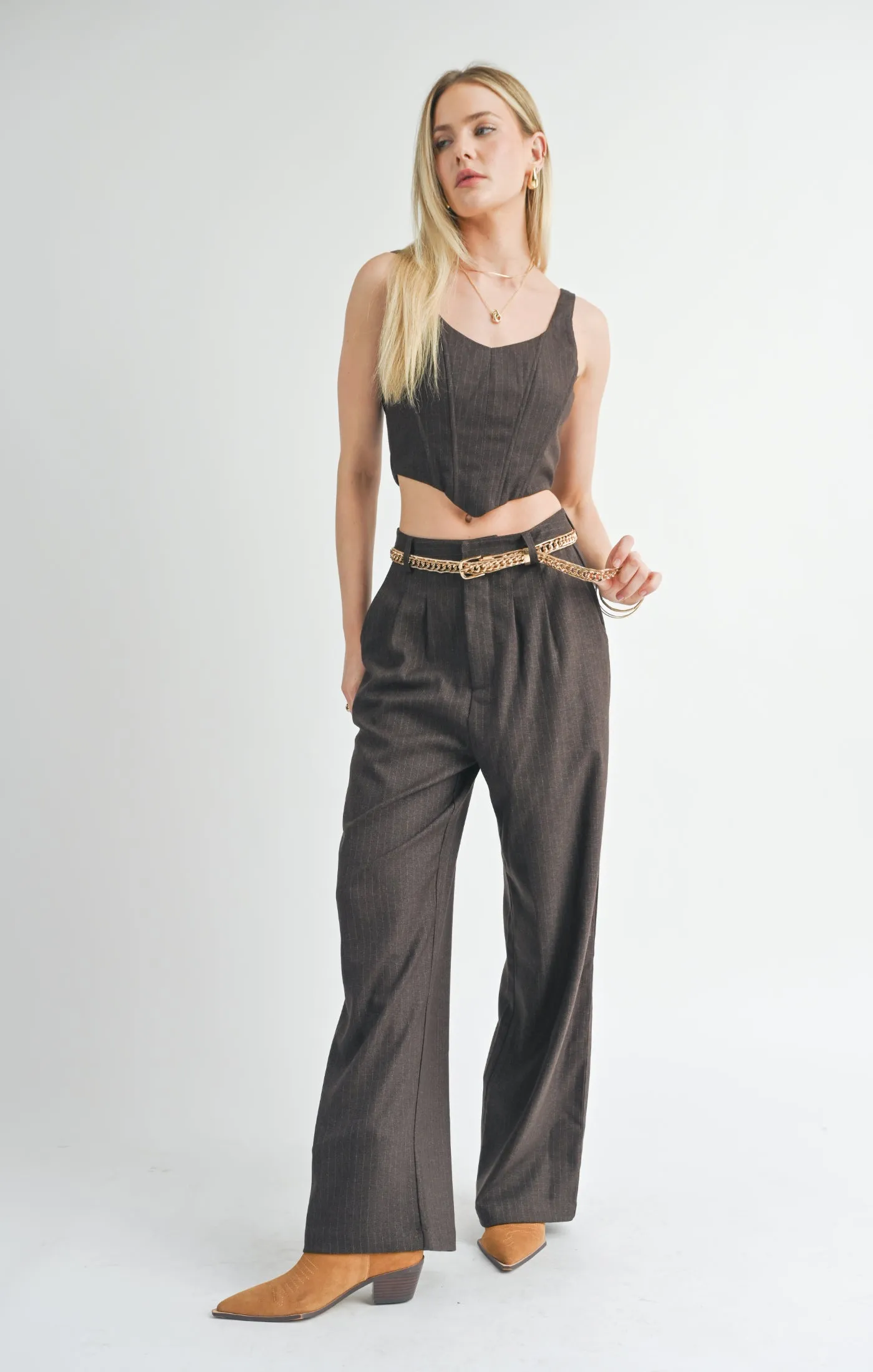 Trust Me Pleated Trouser | Dark Brown