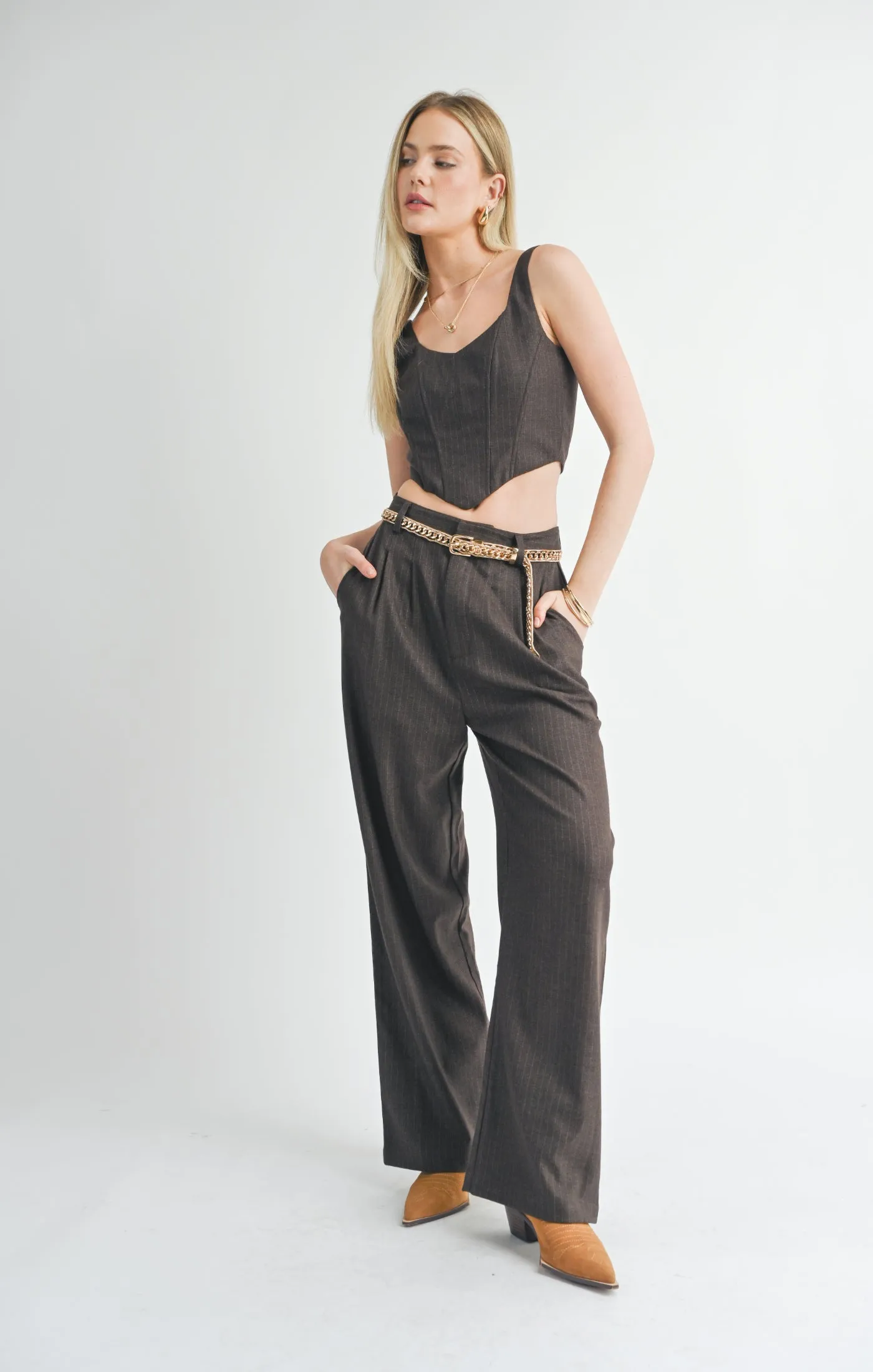 Trust Me Pleated Trouser | Dark Brown