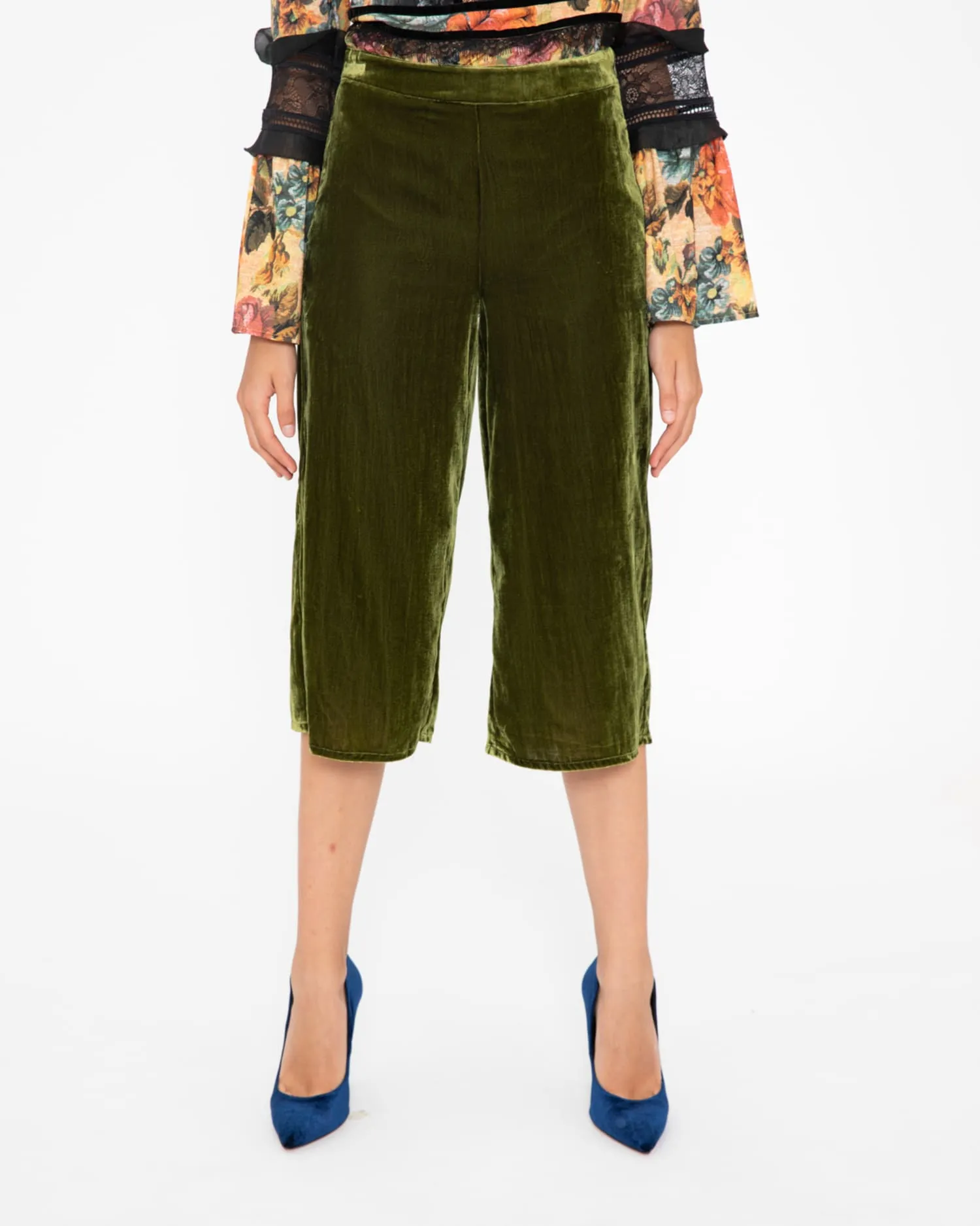 Velvet culottes pants