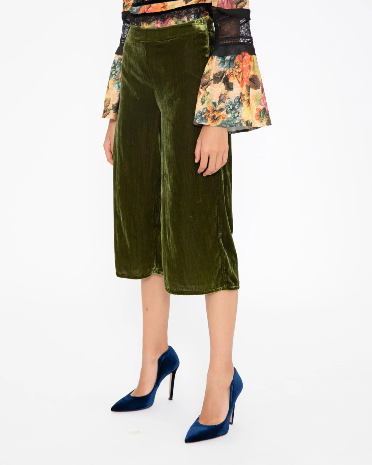 Velvet culottes pants