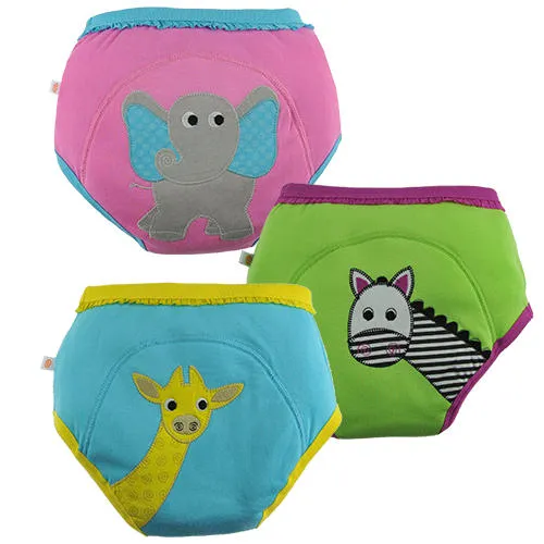 Zoocchini Org Cotton 3 Pc Potty Training Set - Girls Safari Friends